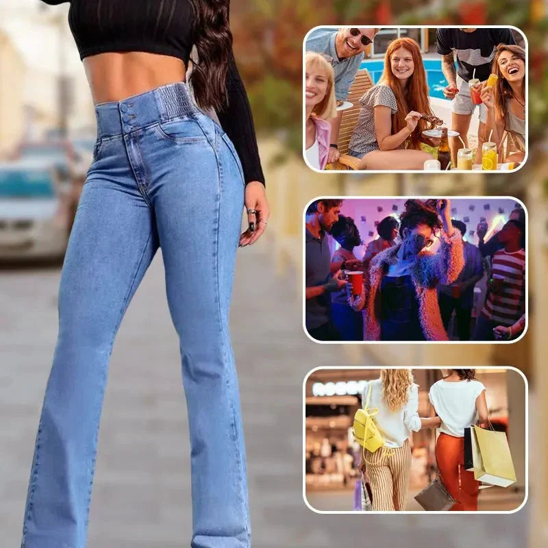 Kit 3 Calças Jeans Femininas Flare Modeladora