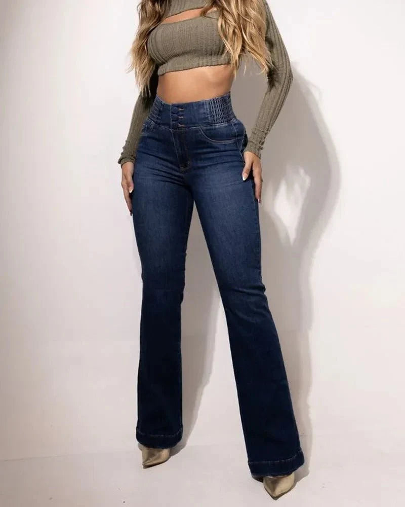 Kit 3 Calças Jeans Femininas Flare Modeladora